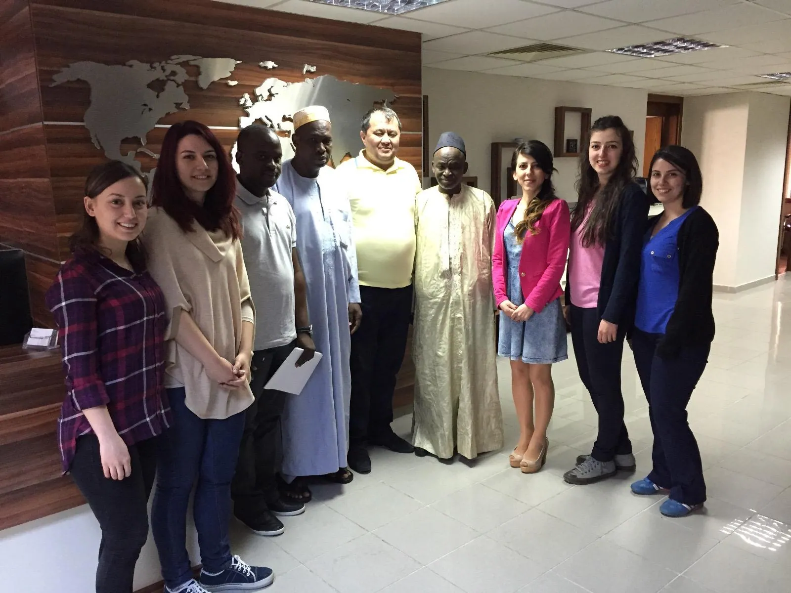 With a visiting delegation